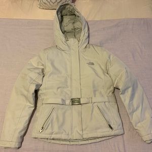 The North Face White Belted Down Jacket Women Size XS